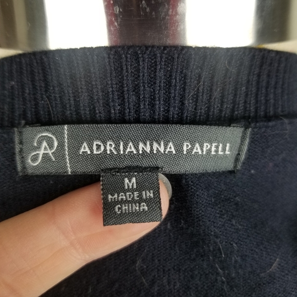 Adriana Papell Black White Long Sleeve Blouse - Picture 6 of 7